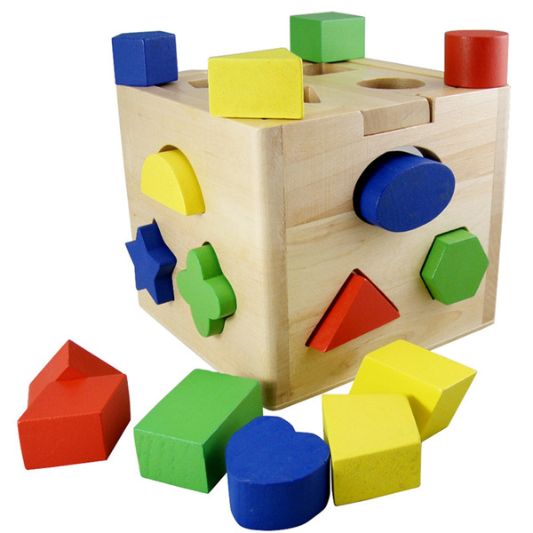 镶嵌积木盒认知玩具十三孔智力盒十六形状配对儿童早教宝宝1-3岁