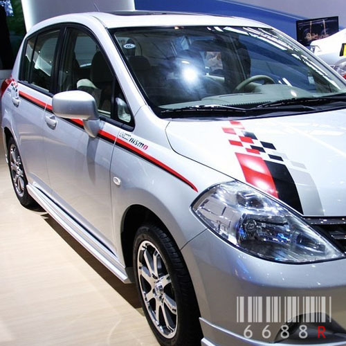 三色运动腰线-尼桑/日产老款骐达 颐达 nismo7件套运动车贴套装贴