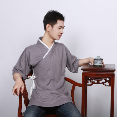 栖凤阁汉服短打家居服汉元素改良唐装中灰促销色5短褐特价