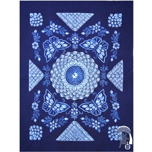 云南民族大理周城手工特色扎染小床单沙发巾沙滩布桌布窗帘(蝴蝶)