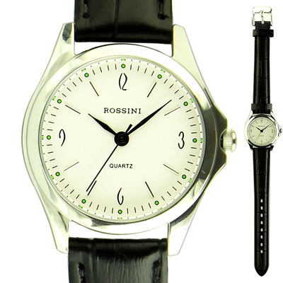 手表5518女士罗西尼5518w01b进口牛皮皮带简约休闲情侣5517w01b