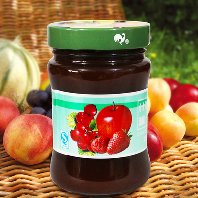 4瓶包邮 梅林牌 什锦果酱罐头350g/瓶装 上海特产金鸡苹果蓝莓