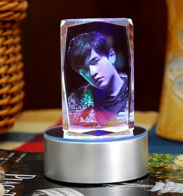 周杰伦同款周边3d立体水晶内雕公仔模型 创意生日礼物纪念工艺品