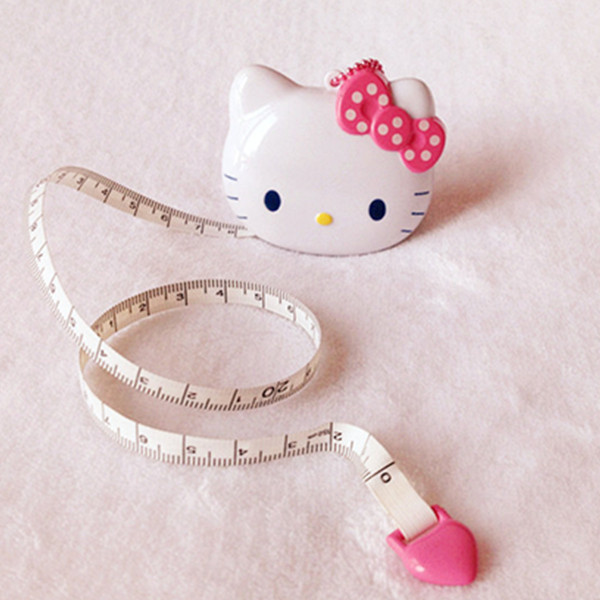 hello kitty自动卷尺 卡通可爱kt猫头波点蝴蝶结量衣尺皮尺米尺
