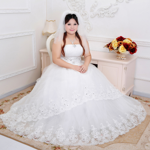 夏天新娘结婚白色大码婚纱2016新款夏季抹胸显瘦韩版齐地孕妇胖