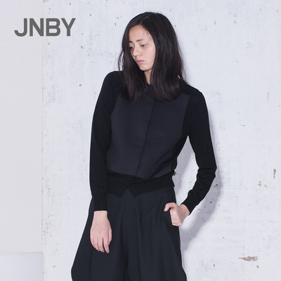 jnby/江南布衣2015冬新款拼接风格羊毛面料套头毛衫5f881104