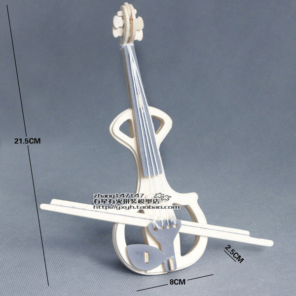 木頭拼裝仿真樂器模型兒童益智力玩具立體拼圖手工3diy禮物小提琴