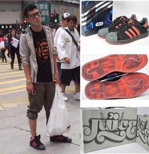 陈冠希adidas clot三叶草star wars 3m反光黑武士贝壳头 板鞋