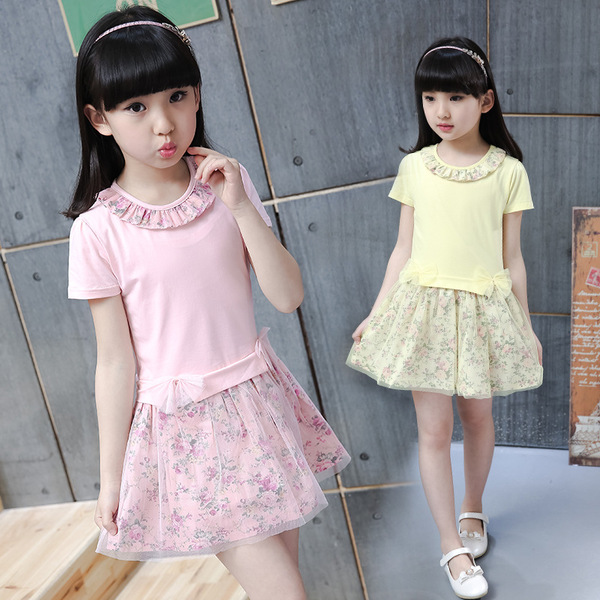8童装10岁女童夏装连衣裙2016新款全棉修身女大童女孩公主裙子潮