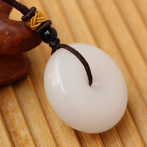 天然新疆白玉平安扣吊坠昆仑玉吊坠男女情侣玉佩玉吊坠项链包邮