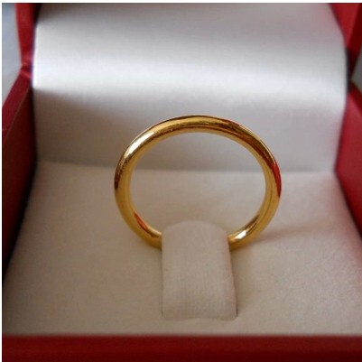 香港代购周大福专柜正品 实心圆棍光面黄金戒指