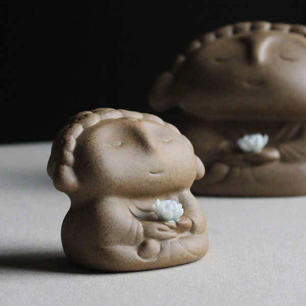 陶泥如来 禅意摆件 精致 茶宠 手工捏花 小号 家居饰品特价包邮