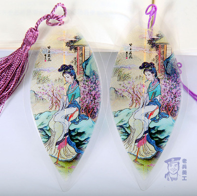 红楼梦黛玉葬花叶脉书签南京上海大观园旅游纪念品中国风创意礼品