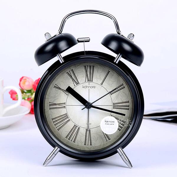 包邮正品静音闹钟创意床头欧式简约儿童巨响打铃小闹钟简约金属表