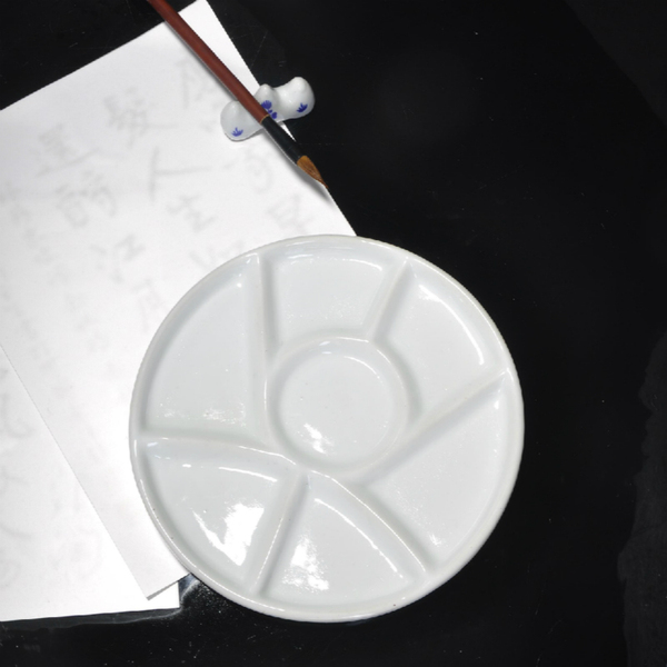 陶瓷美术画盘 园形多格调色盘 调料盘 国画颜料碟 文房四宝料碟