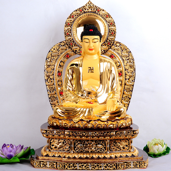 台湾 盛凡 纯铜 鎏金 东方三圣 药师佛 南无消灾延寿药师佛 佛像