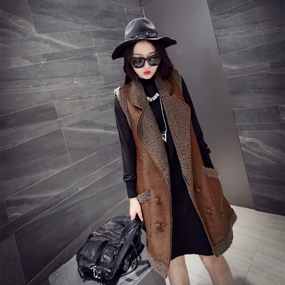 羊羔毛<em>马甲</em>女秋冬新款<em>中长款冬</em>外套显瘦百搭修