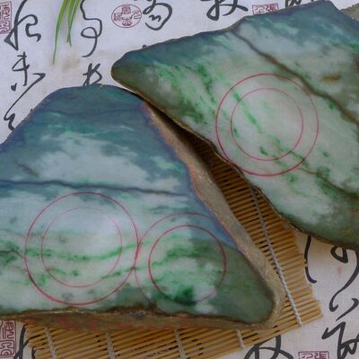 黑小子翡翠原石赌石毛料莫弯基老坑切面白底青正阳绿手镯料8805克