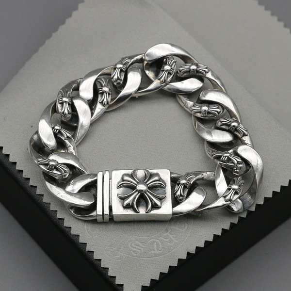 chrome hearts克罗心925纯银 高端复刻1:1 童军花 爆款十字手链