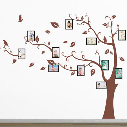 美美装饰 照片树墙贴 大树强帖 客厅照片墙 相框 生活照相片墙vip