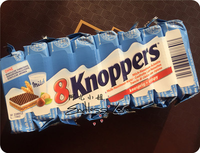 德国knoppers 牛奶榛子巧克力威化 8块/条
