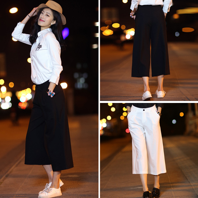 2016春装新品女装韩版宽松阔腿裤九分裤大码棉麻百搭甩裤女裤潮