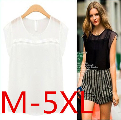 大码女装新款胖妹妹夏装欧美宽松显瘦女士雪纺衫短袖T恤