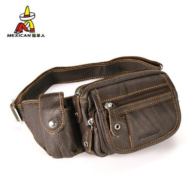 稻草人女腰包真皮 头层软牛皮拉链女小包手机包 潮新款女士小腰包