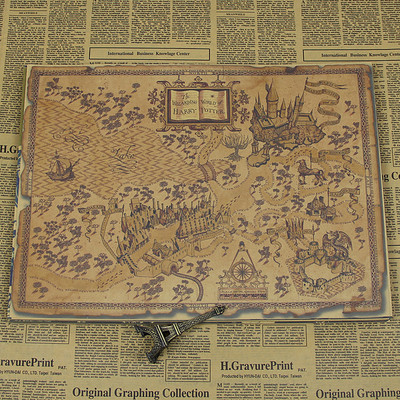 哈利波特魔法世界手绘地图 活点地图 电影周边复古牛皮纸海报装饰