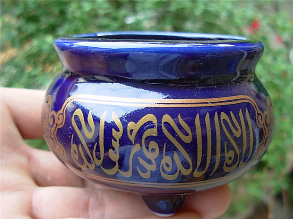 穆斯林用品工艺品 陶瓷三足小号香炉 伊斯兰经文清真装饰品