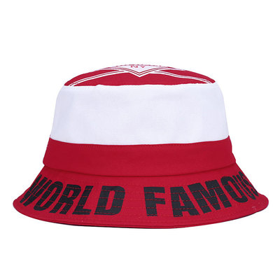 黑红色欧美时尚渔夫帽 女春夏季supreme字母印花盆帽百搭皇冠帽子