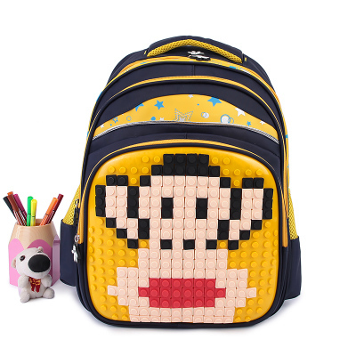 2015新款儿童书包小学生双肩背包矽胶积木拼图diy像素书包