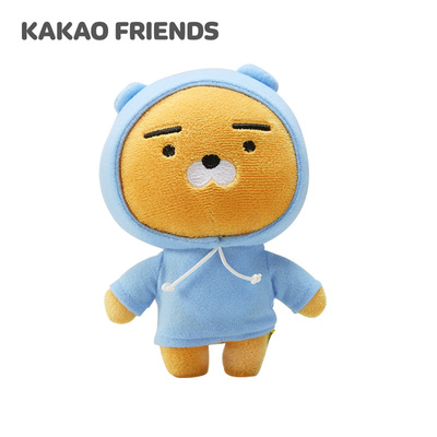kakao friends ryan韩国创意柔软可爱蓝帽毛绒公仔 15cm迷你娃娃