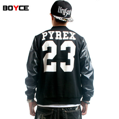 boyce pyrex23号hiphop情侣款棒球服ktz夹克皮袖街舞外套潮男女装