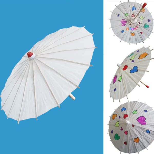 绘画空白纸伞雨伞手工伞白色diy幼儿童学生美术手绘工艺批发