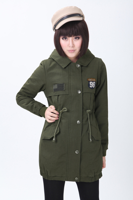 促销 加厚女军大衣外套 韩版修身军衣 高档纯棉户外休闲军迷服r1