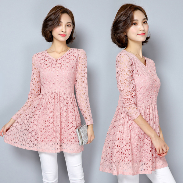 女式打底衫长袖秋冬款大码女装胖mm蕾丝中长款T恤修身显瘦小衫潮