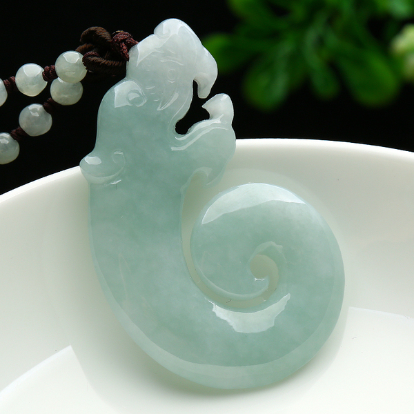 正品天然a货生肖龙玉佩翡翠吊坠 手工抛光缅甸玉石翡翠玉龙项坠