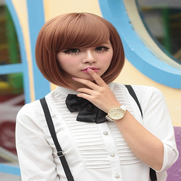 伪娘假发女短发帅气bobo头逼真波波头假发短直发斜刘海时尚修脸