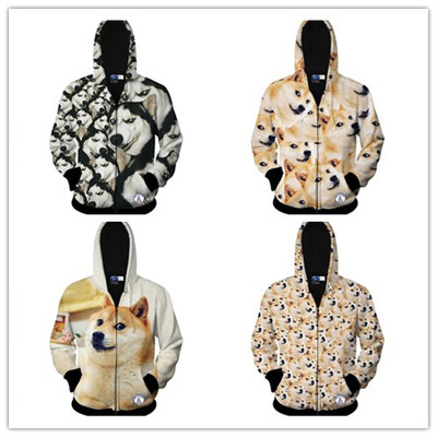 3d恶搞外套休闲大码男装春秋哈士奇神烦犬卫衣薄款套头连帽帽衫潮