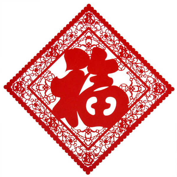 2016新款植绒布镂空福字门贴 新年福门贴 过年福到家墙贴贴画贴纸