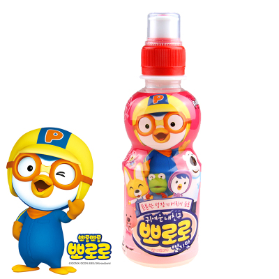 【咕噜网】韩国进口 小企鹅 pororo/啵乐乐 宝露露 草莓味 235ml