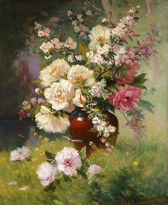 精准印花法国dmc十字绣正品套件 客厅大画 欧式油画花卉 牡丹花瓶