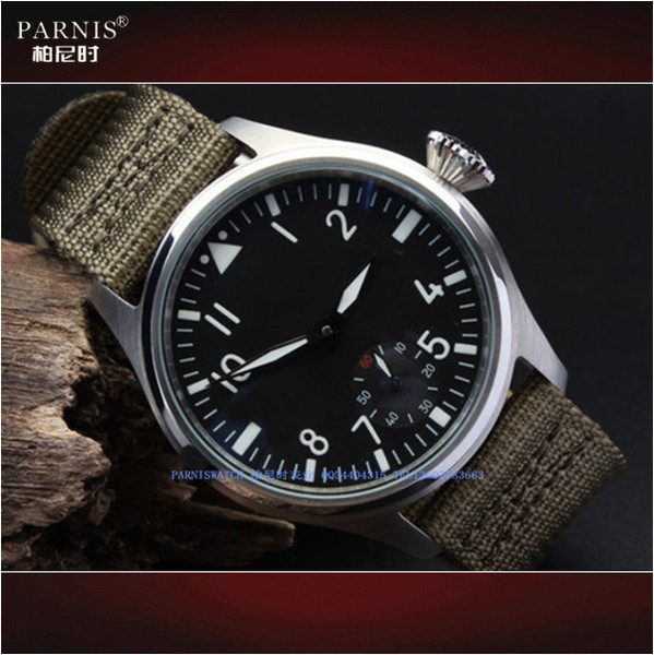 parnis柏尼时机械表飞行员款海鸥st3621琼斯剑机芯强夜光军表