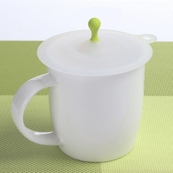 四万公里 硅胶杯盖大号 防漏密封防尘 可爱环保夹勺 杯子盖茶杯盖