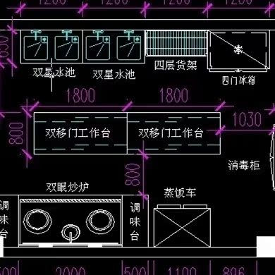 酒店食堂餐廳廚房設備cad代畫平面佈局圖施工圖素材激光切鈑金圖