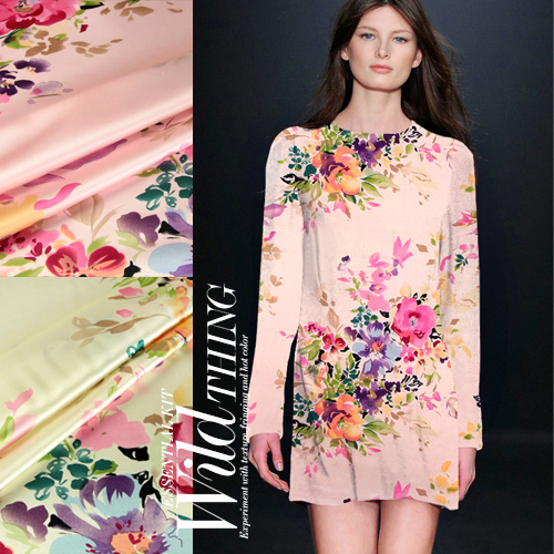 吴双100%桑蚕丝绸缎真丝面料布料 软缎服装衬裙裤料 娇颜如花