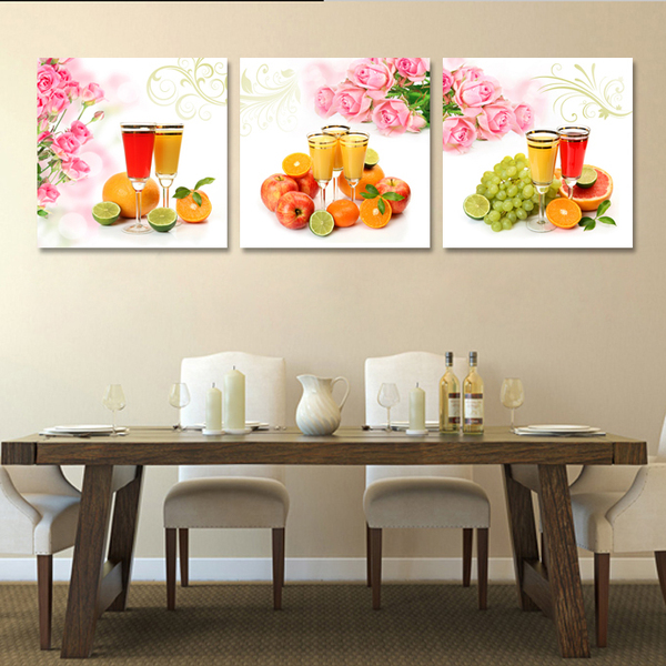 冰晶玻璃画水果餐厅装饰画现代饭厅客厅水晶无框画三联厨房挂画