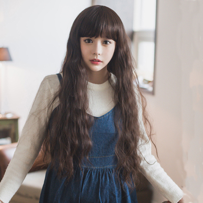 假发女玉米烫长卷蓬松长发齐刘海梨花头女士假发套逼真jiafa包邮