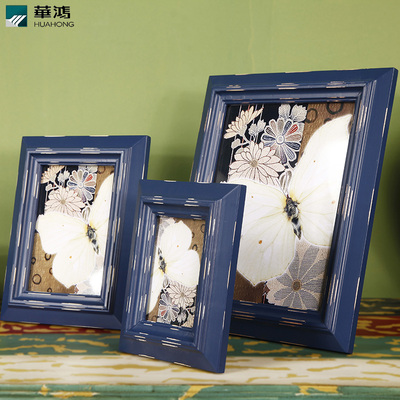 华鸿 相框摆台美式7寸实木画框挂墙相框10寸创意白色相框相架5寸